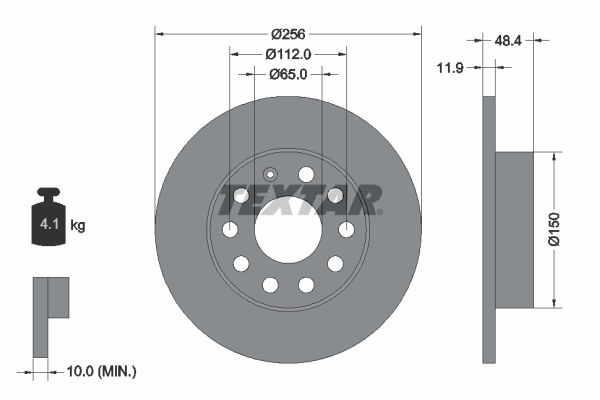 Bremsscheibe Hinterachse Textar 92121103 von Textar