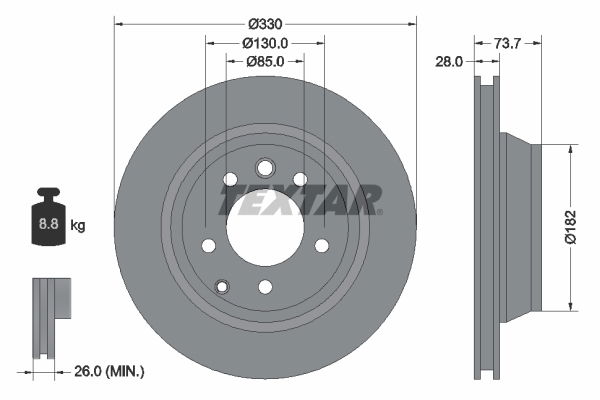 Bremsscheibe Hinterachse Textar 92122005 von Textar