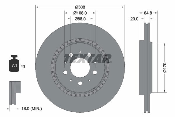 Bremsscheibe Hinterachse Textar 92126803 von Textar