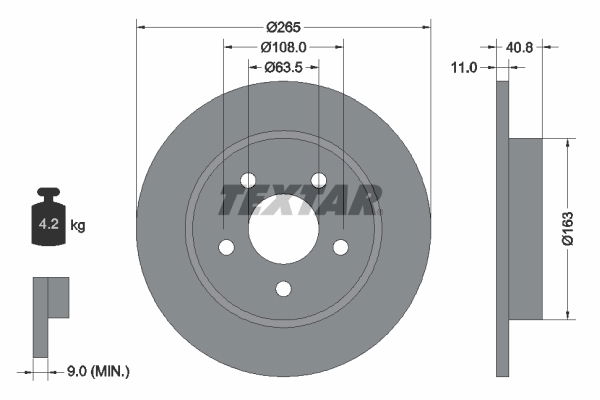 Bremsscheibe Hinterachse Textar 92133703 von Textar