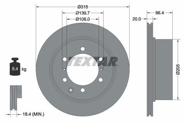 Bremsscheibe Hinterachse Textar 92146703 von Textar