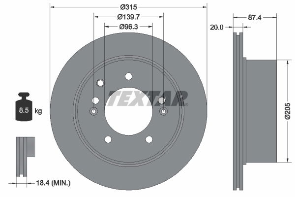 Bremsscheibe Hinterachse Textar 92147400 von Textar