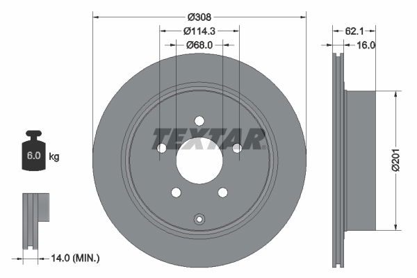 Bremsscheibe Hinterachse Textar 92149303 von Textar