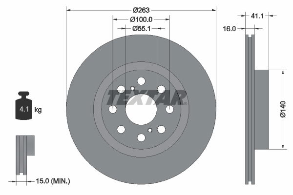 Bremsscheibe Hinterachse Textar 92149700 von Textar