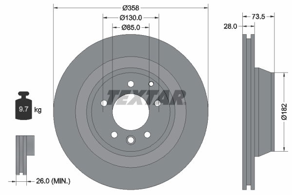 Bremsscheibe Hinterachse Textar 92151403 von Textar