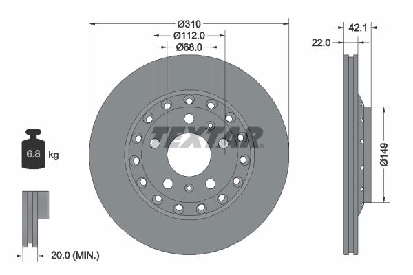 Bremsscheibe Hinterachse Textar 92152303 von Textar