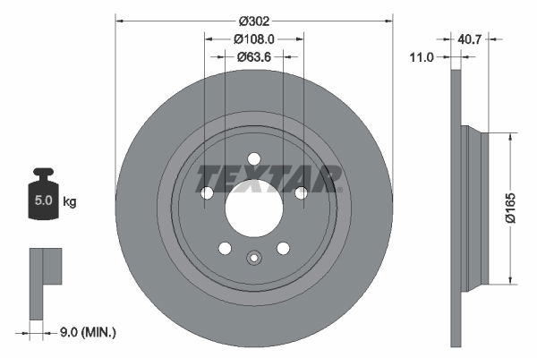 Bremsscheibe Hinterachse Textar 92162903 von Textar