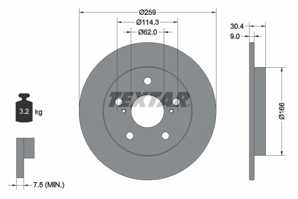 Bremsscheibe Hinterachse Textar 92164103 von Textar