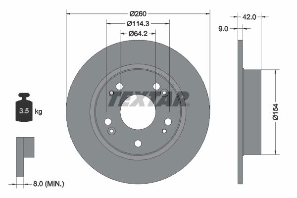 Bremsscheibe Hinterachse Textar 92164303 von Textar