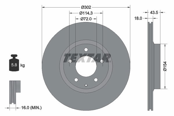 Bremsscheibe Hinterachse Textar 92174503 von Textar