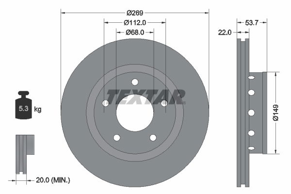 Bremsscheibe Hinterachse Textar 92176803 von Textar