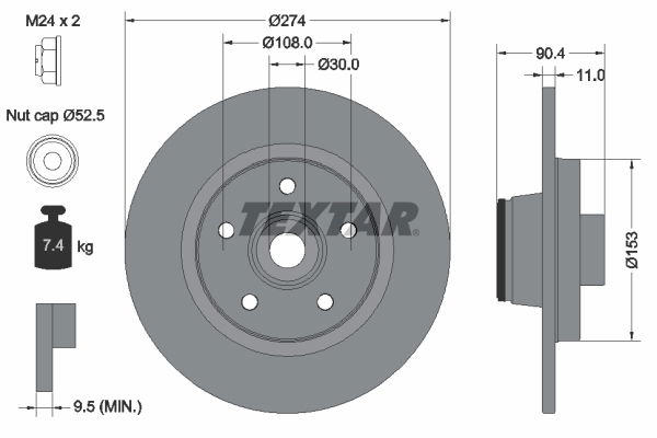 Bremsscheibe Hinterachse Textar 92196203 von Textar