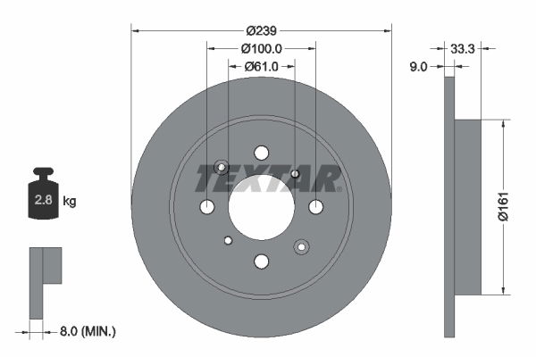 Bremsscheibe Hinterachse Textar 92204000 von Textar