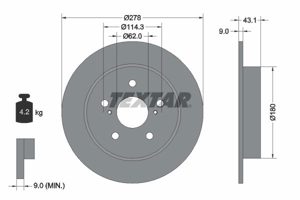 Bremsscheibe Hinterachse Textar 92222300 von Textar