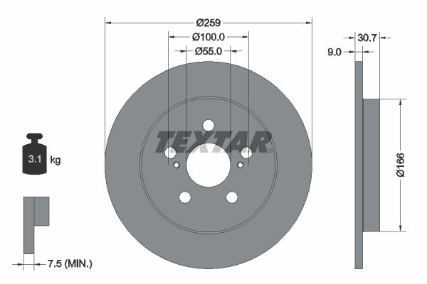 Bremsscheibe Hinterachse Textar 92224003 von Textar