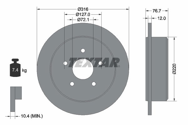 Bremsscheibe Hinterachse Textar 92227700 von Textar