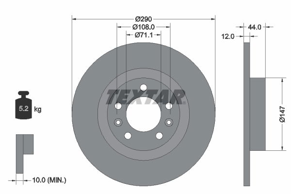 Bremsscheibe Hinterachse Textar 92238003 von Textar