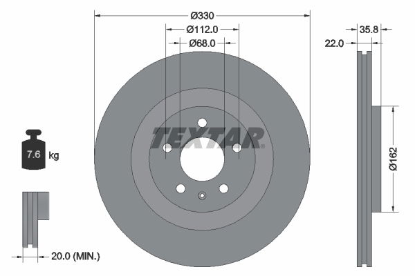 Bremsscheibe Hinterachse Textar 92238305 von Textar