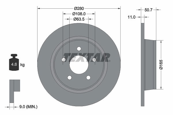 Bremsscheibe Hinterachse Textar 92238903 von Textar