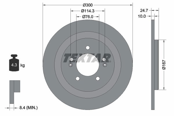 Bremsscheibe Hinterachse Textar 92239203 von Textar