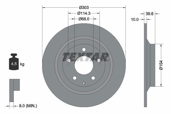 Bremsscheibe Hinterachse Textar 92242703 von Textar