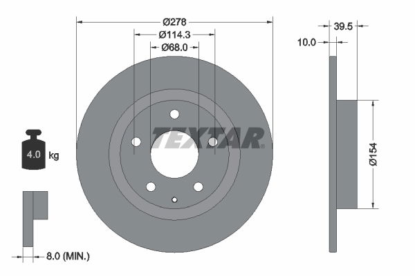 Bremsscheibe Hinterachse Textar 92254703 von Textar