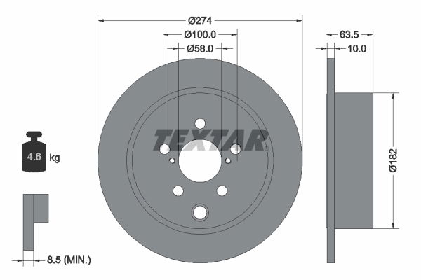 Bremsscheibe Hinterachse Textar 92262003 von Textar