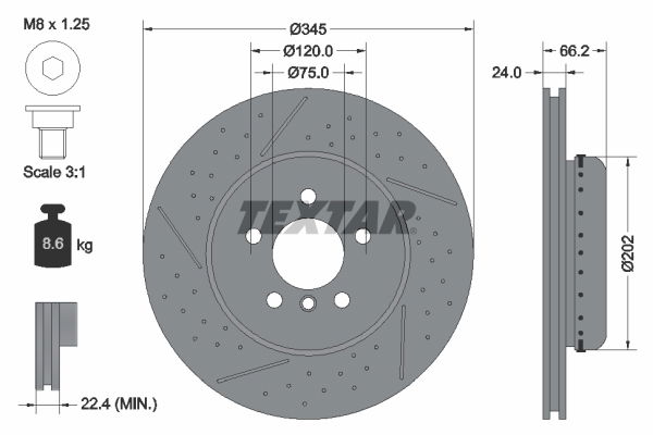 Bremsscheibe Hinterachse Textar 92265525 von Textar