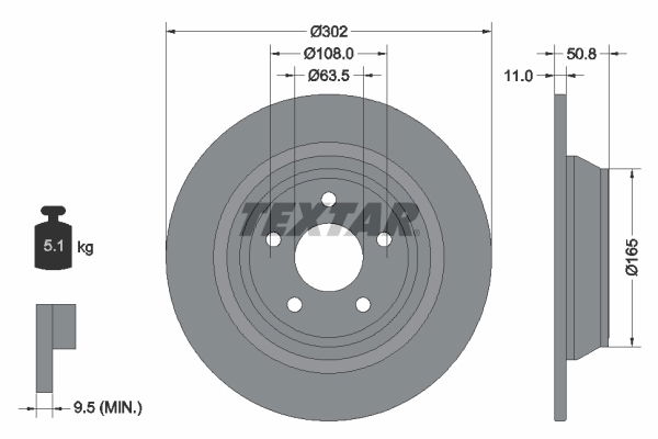 Bremsscheibe Hinterachse Textar 92268703 von Textar