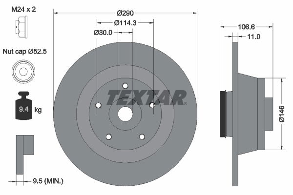 Bremsscheibe Hinterachse Textar 92269603 von Textar