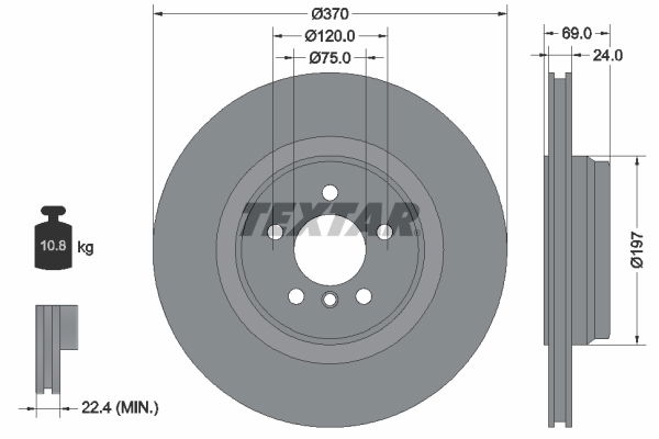 Bremsscheibe Hinterachse Textar 92270003 von Textar