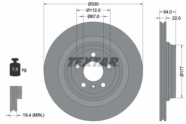 Bremsscheibe Hinterachse Textar 92273505 von Textar