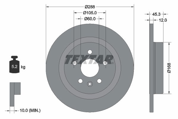 Bremsscheibe Hinterachse Textar 92275203 von Textar