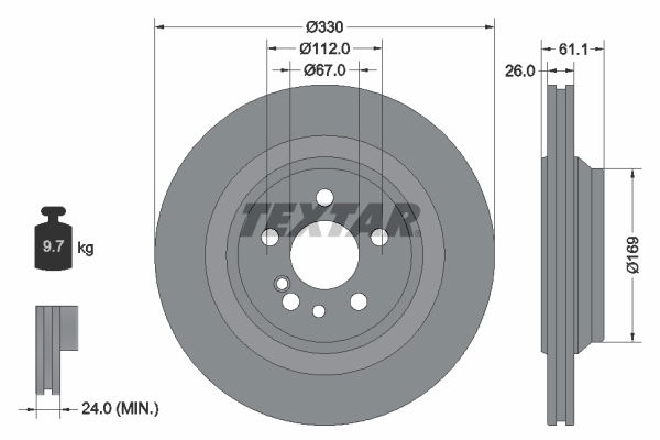 Bremsscheibe Hinterachse Textar 92278303 von Textar