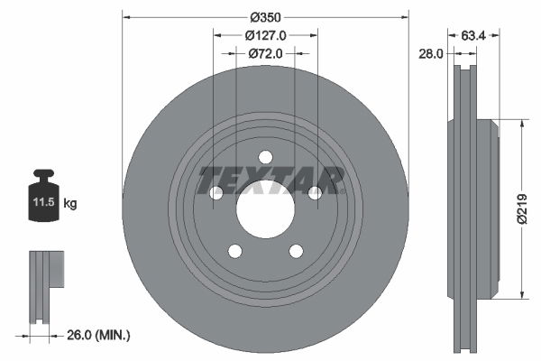 Bremsscheibe Hinterachse Textar 92282003 von Textar