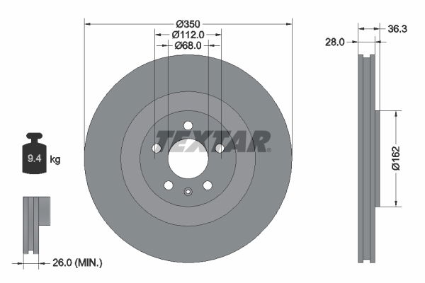 Bremsscheibe Hinterachse Textar 92290405 von Textar