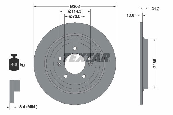 Bremsscheibe Hinterachse Textar 92293403 von Textar