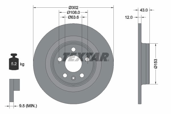 Bremsscheibe Hinterachse Textar 92295105 von Textar