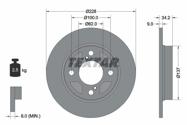 Bremsscheibe Hinterachse Textar 92303603 von Textar