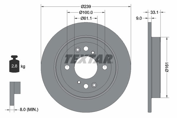 Bremsscheibe Hinterachse Textar 92304403 von Textar