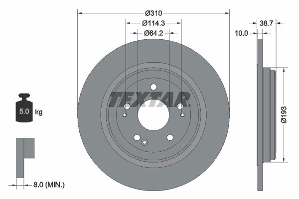 Bremsscheibe Hinterachse Textar 92306103 von Textar