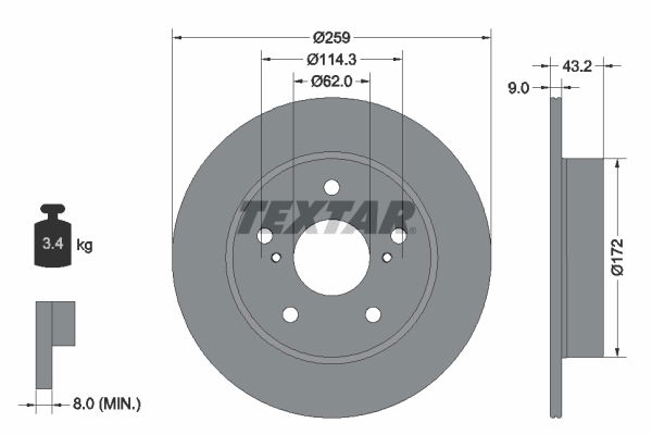 Bremsscheibe Hinterachse Textar 92308303 von Textar