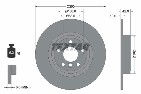 Bremsscheibe Hinterachse Textar 92309505 von Textar