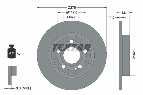 Bremsscheibe Hinterachse Textar 92316803 von Textar