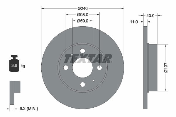 Bremsscheibe Textar 92061103 von Textar