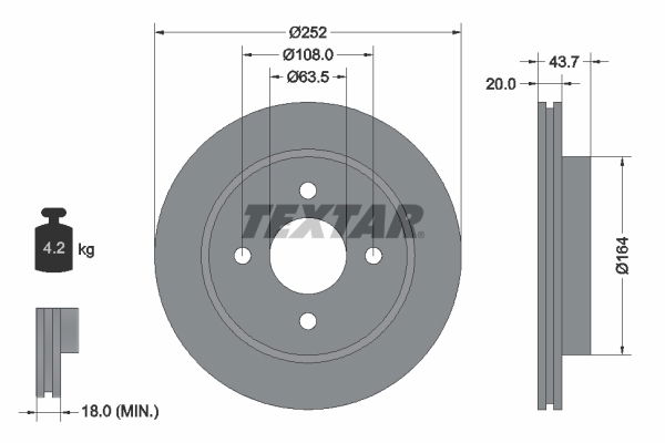 Bremsscheibe Textar 92063603 von Textar