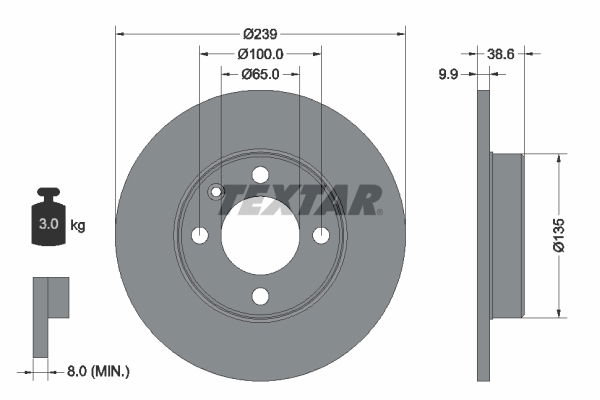 Bremsscheibe Vorderachse Textar 92009303 von Textar