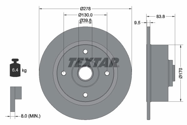 Bremsscheibe Vorderachse Textar 92010300 von Textar