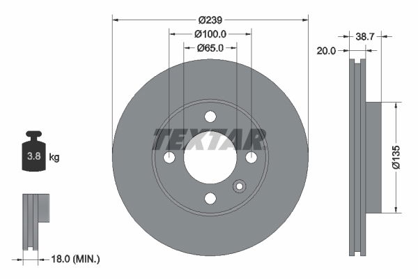 Bremsscheibe Vorderachse Textar 92012103 von Textar