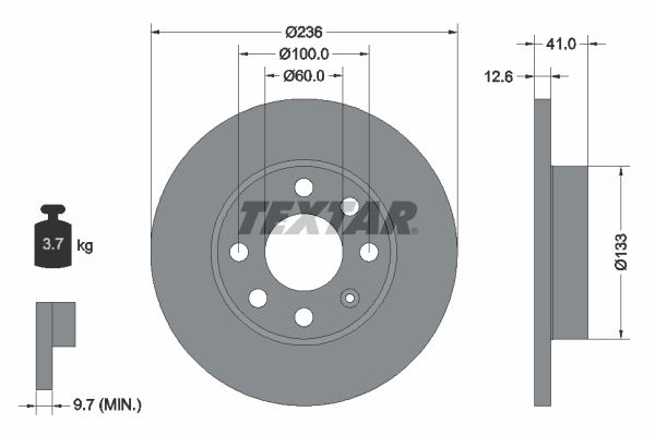 Bremsscheibe Vorderachse Textar 92020903 von Textar